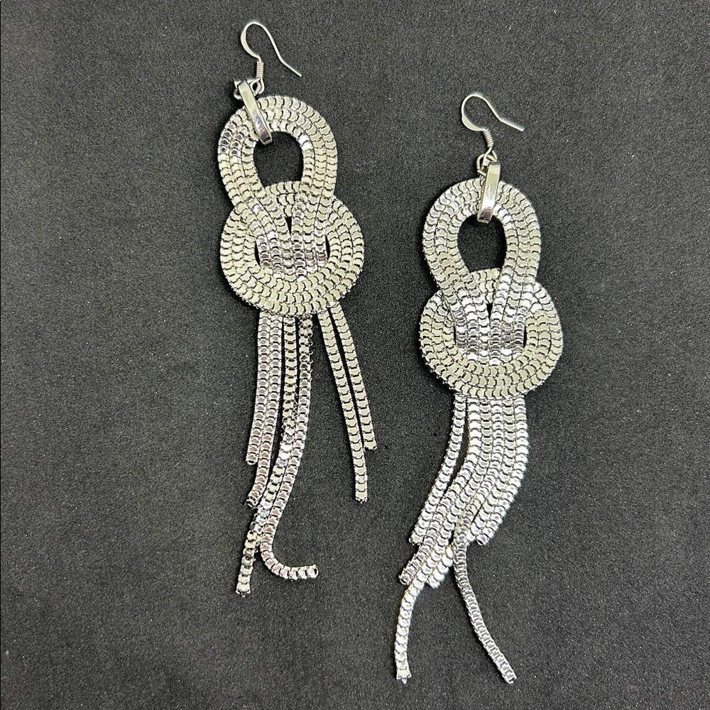 Large Silver Earrings Dangle chain